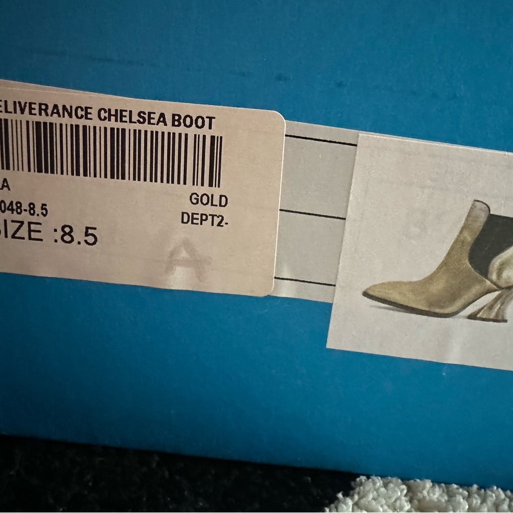 John Fluevog Metallic Gold Sculpted-Heel Chelsea Boots - Picture 6 of 7